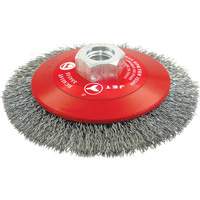 Brosse conique biseaut&eacute;e &agrave; fils sertis, haute performance, Dia. 4-1/2", Fils 0,014", Arbre 5/8"-11, Acier Cantin et fils