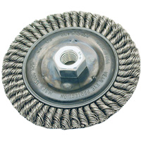 Brosse pour cordon de soudure, Dia. 4", Fils 0,022", Arbre 5/8"-11, Acier Cantin et fils