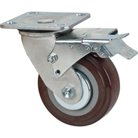 Caster, Swivel with Brake, 5" (127 mm), Polyurethane, 650 lbs. (294 kg.) Cantin et fils