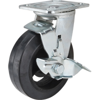 Mold-on Caster, Swivel with Brake, 6" (152.4 mm), Rubber, 550 lbs. (249 kg.) Cantin et fils