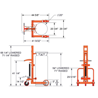 Grand chariot hydraulique HLCC pour bouteille de gaz liquide, Roues Polyur&eacute;thane, Base de 20" la x 20" p, 1000 lb Cantin et fils