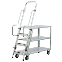 Chariot de pr&eacute;paration en aluminium avec &eacute;chelle, Aluminium, 22" la x 51-1/2" p, 3 tablettes, Capacit&eacute; 800 lb Cantin et fils