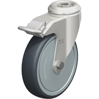 Roulette en &eacute;lastom&egrave;re thermoplastique acier inoxydable, Pivotant avec frein, Diam&egrave;tre 5" (127 mm), Capacit&eacute; 265 lb (120 kg) Cantin et fils