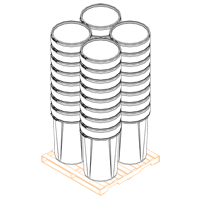 Baril emboîtable en poly&eacute;thyl&egrave;ne, 55 gal. US (45 gal. imp.), Dessus ouvert, Jaune Cantin et fils