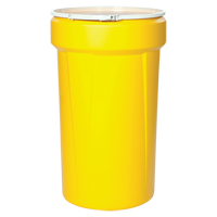 Baril emboîtable en poly&eacute;thyl&egrave;ne, 55 gal. US (45 gal. imp.), Dessus ouvert, Jaune Cantin et fils