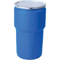 Baril emboîtable en poly&eacute;thyl&egrave;ne, 14 gal. US (11,7 gal. imp.), Dessus ouvert, Bleu Cantin et fils
