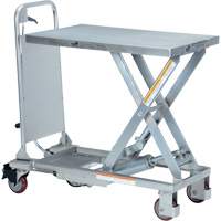 Manual Hydraulic Scissor Lift Table, 27-1/2" L x 17-5/8" W, Partial Stainless Steel, 400 lbs. Capacity Cantin et fils
