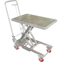 Table &eacute;l&eacute;vatrice hydraulique manuelle &agrave; ciseaux, 27-1/2" lo x 17-3/4" la, Acier inoxydable, Capacit&eacute; 200 lb Cantin et fils