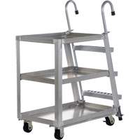 Stockpicker Truck, Aluminum, 21-7/8" W x 40" D, 3 Shelves, 660 lbs. Capacity Cantin et fils