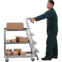 Stockpicker Truck, Aluminum, 21-7/8" W x 40" D, 3 Shelves, 660 lbs. Capacity Cantin et fils