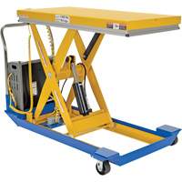 Table &eacute;l&eacute;vatrice aliment&eacute;e c. c. et manuelle &agrave; ciseaux, Acier, 48" lo x 24" la, Capacit&eacute; 1000 lb Cantin et fils