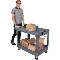 Flat-Shelf Utility Service Cart, 2 Tiers, 25-1/4" x 32-1/4" x 44", 550 lbs. Capacity Cantin et fils