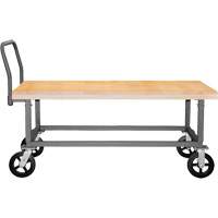 Adjustable Wood Deck Platform Truck, 48" L x 24" W, 1800 lbs. Capacity, Mold-on Rubber Casters Cantin et fils