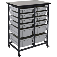 Mobile Bin Storage Unit, Single-sided, 12 bins, 30-3/4" W x 20" D x 37-1/2" H Cantin et fils