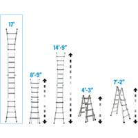 Telescoping Multi-Position Ladder, Aluminum, 300 lbs., CSA Grade 1A Cantin et fils