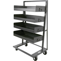 Single-Sided Heavy Duty A-Frame Cart with 4 Large Lipped Trays, 38" x 25" x 63", 2500 lbs. Capacity Cantin et fils