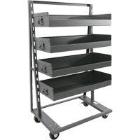 Single-Sided Heavy Duty A-Frame Cart with 4 Large Lipped Trays, 38" x 25" x 63", 2500 lbs. Capacity Cantin et fils