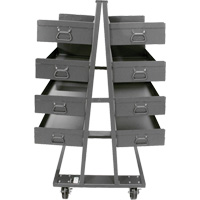 Double-Sided Heavy Duty A-Frame Cart with 8 Large Lipped Trays, 38" x 30" x 63", 2500 lbs. Capacity Cantin et fils