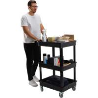Utility Cart with Deep Lip Shelf, 3 Tiers, 19" x 39-1/2" x 28-1/4", 330 lbs. Capacity Cantin et fils
