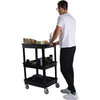 Utility Cart with Deep Lip Shelf, 3 Tiers, 19" x 39-1/2" x 28-1/4", 330 lbs. Capacity Cantin et fils
