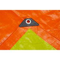 High-Visibility Heavy-Duty Woven Tarp, Polyethylene, Green/Orange, 16' x 20' x 12 mils Cantin et fils