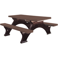 Recycled Plastic Picnic Tables, 6' L x 62-1/4" W, Brown Cantin et fils