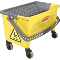 Seaux avec plaque essoreuse pour produits en microfibres, Pression vers le bas, 10,75 gal. US (43 Quart), Jaune Cantin et fils