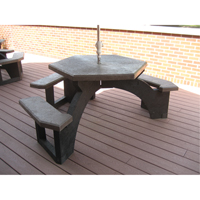 Recycled Plastic Hexagon Picnic Tables, 78" L x 78" W, Brown Cantin et fils