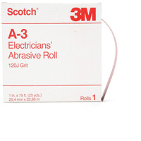 Rouleau abrasif pour &eacute;lectricien A-3 Scotch, Oxyde d'aluminium, 1" la x 75' lo, Grain 120 Cantin et fils