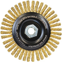 Brosse m&eacute;tallique &agrave; touret sans cr&eacute;ation d'&eacute;tincelles, 5" dia. x 5/8"-11 arbre Cantin et fils