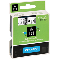 D1 Label Cassette, 12 mm x 23', Black on White Cantin et fils
