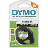 Labels for LetraTag Plus LT100-H, 12 mm x 13', Black on White Cantin et fils