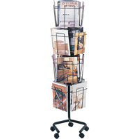 Pr&eacute;sentoirs pivotants pour documentation, Rotatif, 16 fentes, Fil m&eacute;tallique, 15" la x 15" p x 60" h Cantin et fils