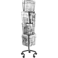 Pr&eacute;sentoirs pivotants pour documentation, Rotatif, 16 fentes, Fil m&eacute;tallique, 15" la x 15" p x 60" h Cantin et fils
