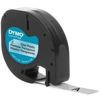 Labels for LetraTag Plus LT100-H, 12 mm x 157-12/25", Black on Clear Cantin et fils