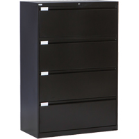 Classeur lat&eacute;ral, Acier, 4 tiroirs, 36" la x 18" p x 53-3/8" h, Noir Cantin et fils