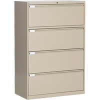 Classeur lat&eacute;ral, Acier, 4 tiroirs, 36" la x 18" p x 53-3/8" h, Beige Cantin et fils