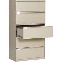 Classeur lat&eacute;ral, Acier, 5 tiroirs, 36" la x 18" p x 65-1/2" h, Beige Cantin et fils