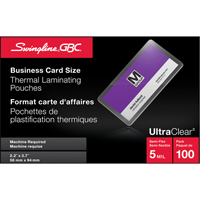 Pochettes lamin&eacute;es pour cartes d'affaires Swingline UltraClear Cantin et fils