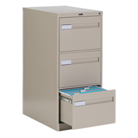 Vertical Filing Cabinet with Recessed Drawer Handles, 3 Drawers, 18.15" W x 26.56" D x 40" H, Beige Cantin et fils