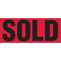 "Sold" Special Handling Labels, 5" L x 2" W, Black on Red Cantin et fils