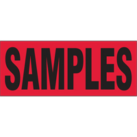 "Samples" Special Handling Labels, 5" L x 2" W, Black on Red Cantin et fils