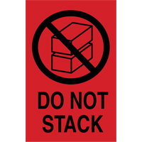 "Do Not Stack" International Shipping Labels, 6" L x 4" W, Black on Red Cantin et fils