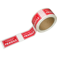 Pre-Printed Message Tapes, 1-7/8" W, White on Red Cantin et fils