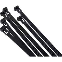 Attache-c&acirc;ble r&eacute;utilisable, Longueur 8", R&eacute;sistance &agrave; la traction 50 lb, Noir Cantin et fils
