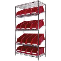 &eacute;tag&egrave;re en treillis m&eacute;tallique &agrave; tablettes inclin&eacute;es avec bacs, Tiers 5, 36" la x 63" h x 18" p Cantin et fils
