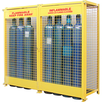 Gas Cylinder Cabinets, 20 Cylinder Capacity, 88" W x 30" D x 74" H, Yellow Cantin et fils