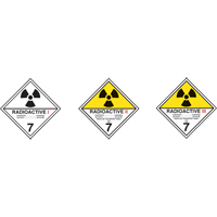 &eacute;tiquettes d'exp&eacute;dition TMD, Classe 7, Radioactif I, Papier Cantin et fils