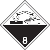 &eacute;tiquettes d'exp&eacute;dition TMD, Classe 8, Corrosifs, Papier Cantin et fils