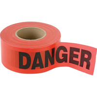 Petits rubans standards pour barricades, Anglais, 3" la x 300' lo, 2 mils, Noir/rouge Cantin et fils